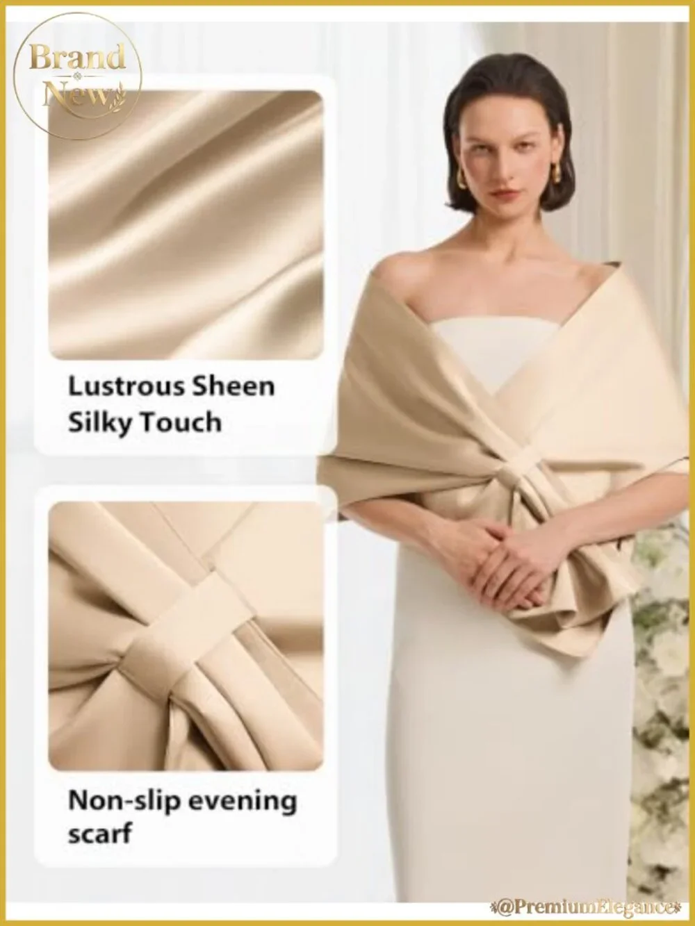 Satin Shawl Wrap Pull Through Evening Wedding Dress Cover Up